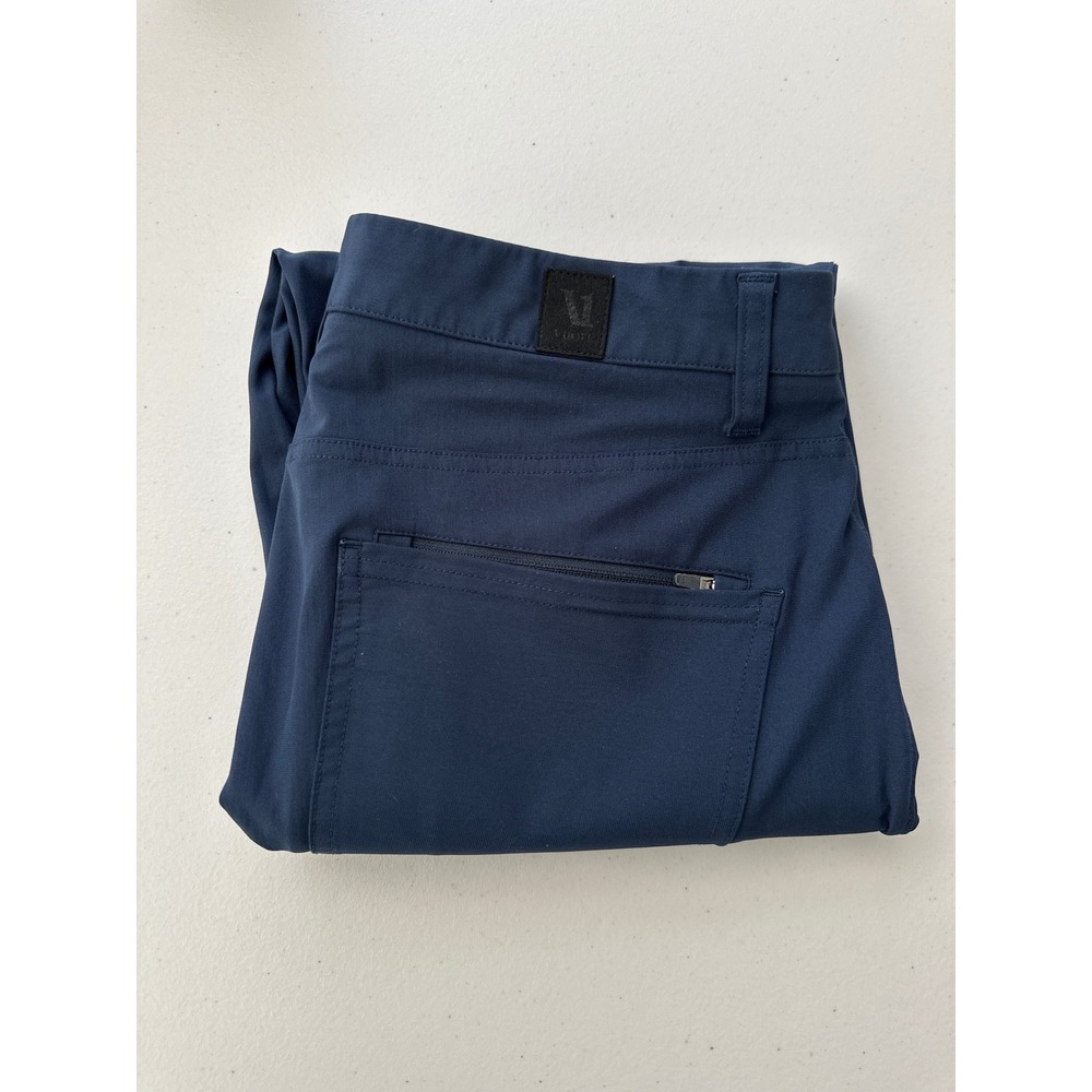 Vuori Mens Meta Pant Navy Blue 5-Pocket Performance Trousers 32x26